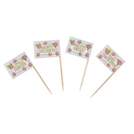 Neviti 595396 Vintage Rose Cupcake Picks