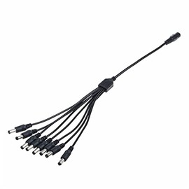 8 Way DC Power Supply Splitter for Security Cameras 1 Female to 8 Male 5.5 * 2.1mm 8 Channel Y Adaptor for CCTV Surveillance Cameras (1)