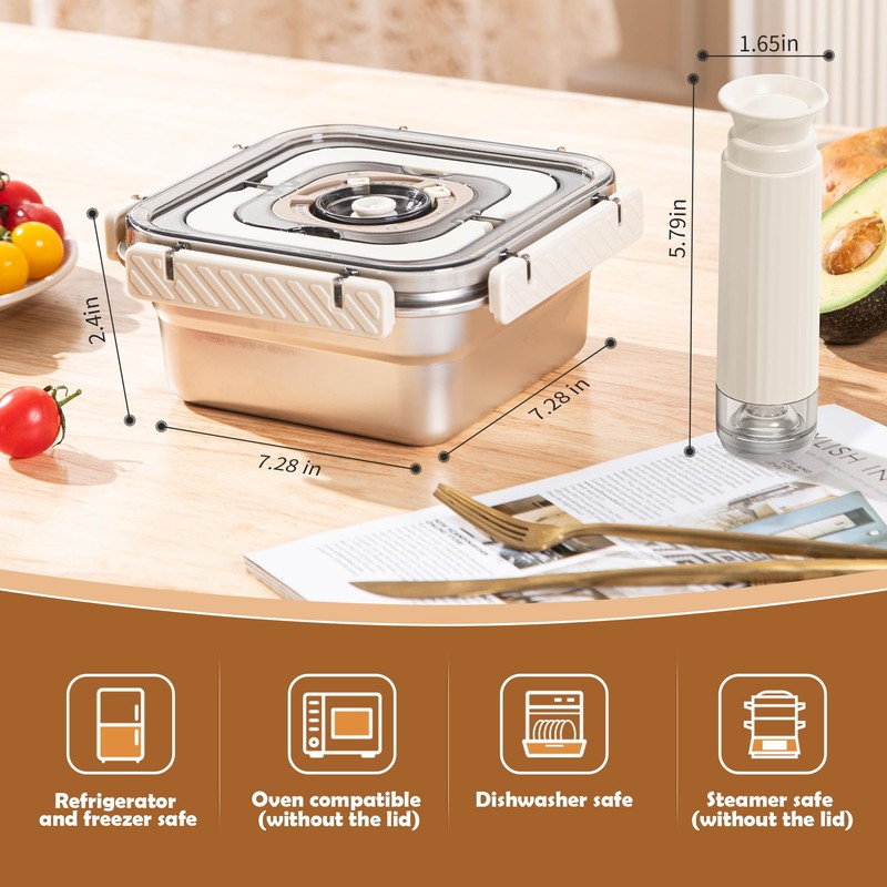 Stainless Steel Vacuum Food Storage Container with Handle- 1250ml/44oz