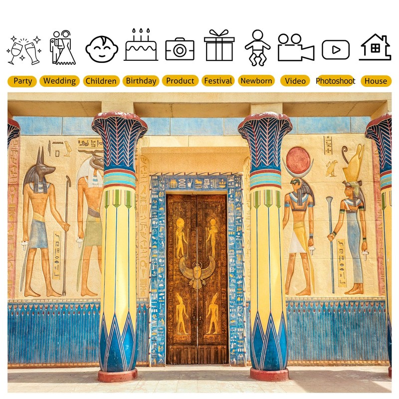 SADFA Egyptian Backdrop 7x5ft Ancient Egyptian Temple Pharaoh Hieroglyphic Photography