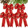 VINFUTUR 5pcs Large Christmas Bows Glitter Red Christmas Tree Decoration