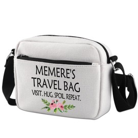 KUIYAI Memere Gift Memere Travel Gift Zipper Canvas Crossbody Bag Mother's Day Birthday Gift For Grandma, Memere Travel, S