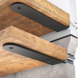 WELDUN Pack of 2 Shelf Brackets, Shelf Brackets, 15 cm, Heavy Duty Shelf Brackets for Wall Mounting, Load Capacity 70 kg, Black