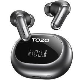 TOZO NC20 Active Noise Cancelling Wireless Earbuds, IPX8 Waterproof Ear Buds, LDAC Hi-Res Sound Stereo Bass, 6 Mics AI Call, Multipoint Pairing, 80H Playtime, Translation Earbuds, Wireless Charging