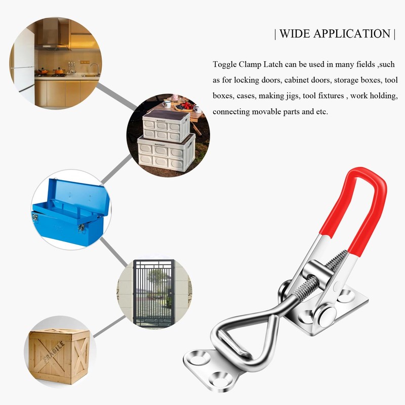 6 Pack Toggle Latch Clamp 4001，Adjustable Pull Latch, 330Lbs Holding