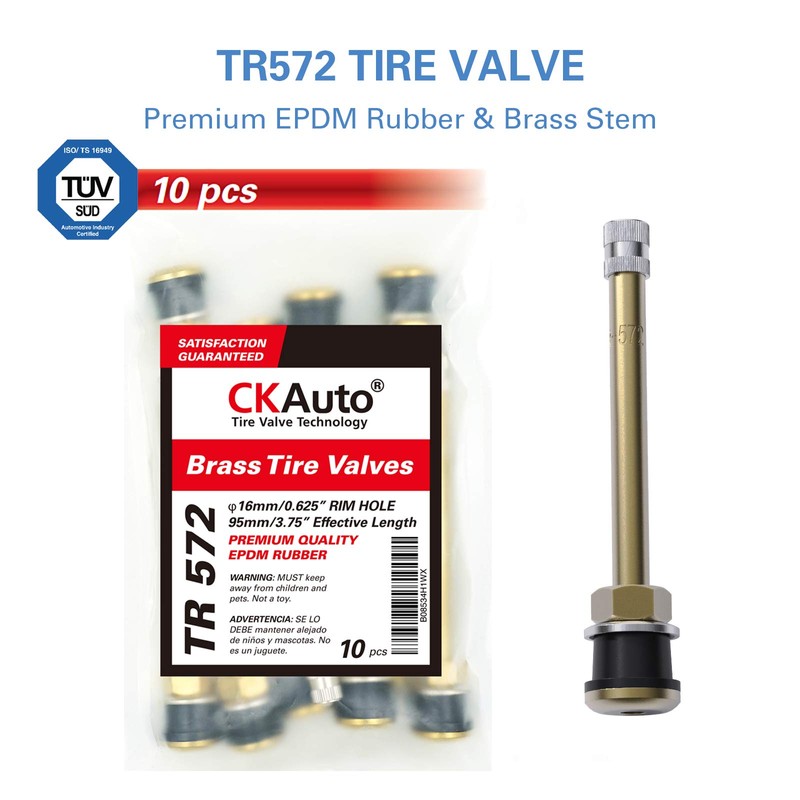 CKAuto TR572 Brass Commercial 3-3/4 Valve Stems for Rim Φ.625"