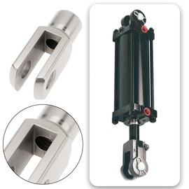 Briny River 8pcs M8x1.25 Right Hand Thread Clevis Fork End Long Joint Zinc Plated Steel Joint for Agricultural Construction Hydraulic Systems