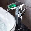 Chrome Bathroom Vessel Faucet Led Light 3 Color Changing Waterfall