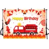 MEHOFOND 7x5ft Firetruck Birthday Backdrop Fireman Rescue Theme Happy Birthday