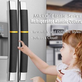 MRKG Refrigerator Door Handle Covers, Set of 4, Washable Without Fading or Cracking, Keep Your Kitchen Appliance Clean from Smudges, Drips, Food Stains, Oil (Black)