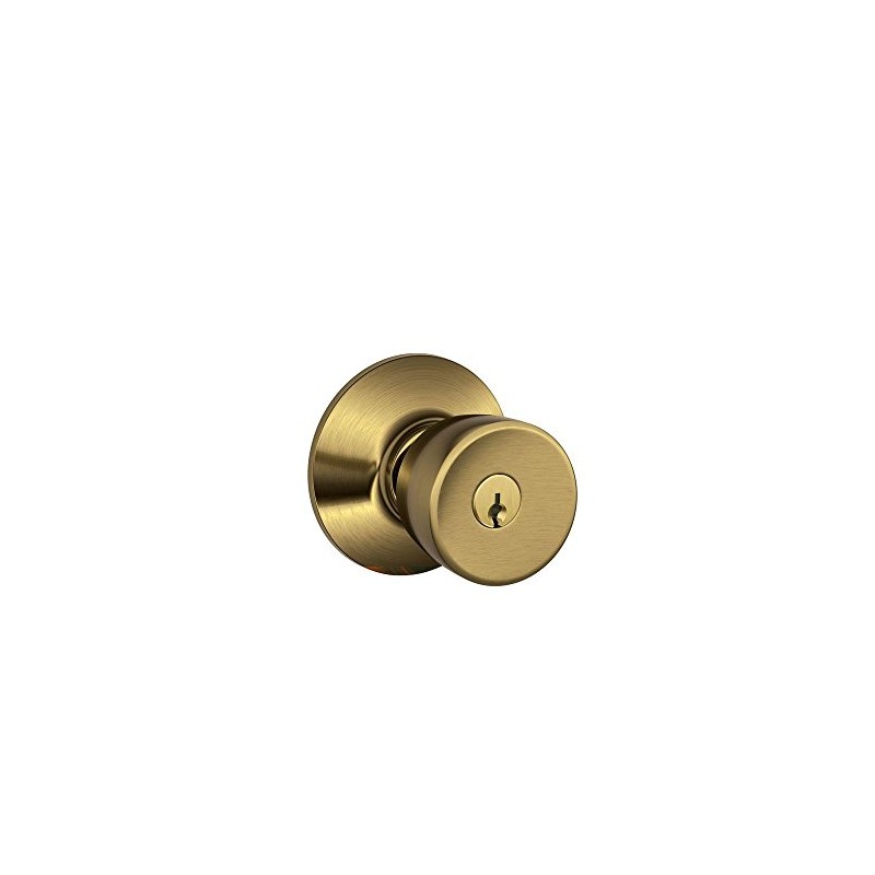 SCHLAGE F51A BEL 609 Bell Knob Keyed Entry Lock, Antique