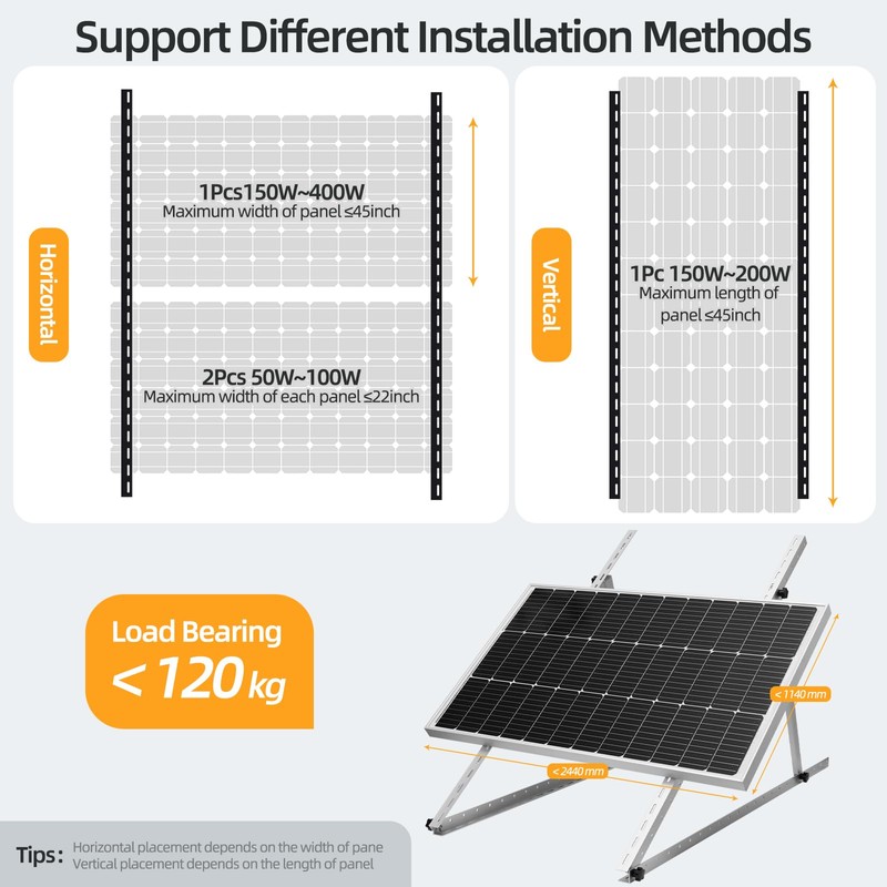 FLYING LION 1 Sets 45inch Adjustable Solar Panel Tilt Mount