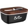 ALELION Black Butter Dish with Lid and Knife for Countertop