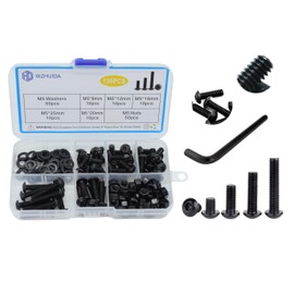 WZHUIDA 150 Piece M5 Screws Set, Black Rounded Head Screws with Nuts Assortment Kit, Half Round Head Hexagonal Screws, Thread Machines, Hex Screws, Carbon Steel