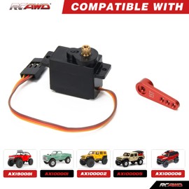 RCAWD Aluminum Servo Arm Servo Horn 15T(Teeth) with 12g Metal Gear Servos for Axial 1-24 Scx24 Crawlers Red