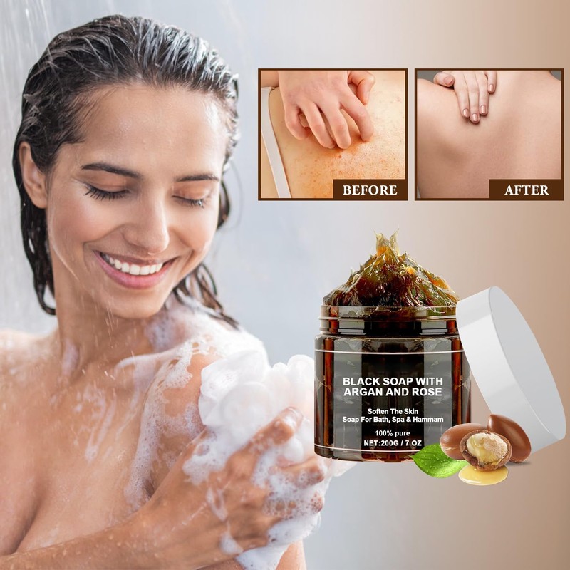 Morocco Black Soap with Argan and Rose, Morocco Black Beldi