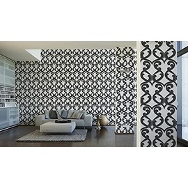 CONCORD WALLCOVERINGS ™ Black & White 2 - Modern Crazy Stripes Circles Cream, Black Wallpaper Sample