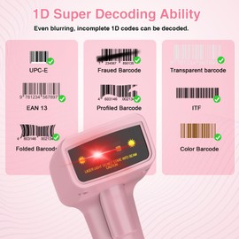 USB Wireless Barcode Scanner,Symcode Handheld Laser 1D Bar Code Reader Scanner (2.4GHz Wireless & USB2.0 Wired) Rechargeable Cordless 1D Barcode Scanner Wireless