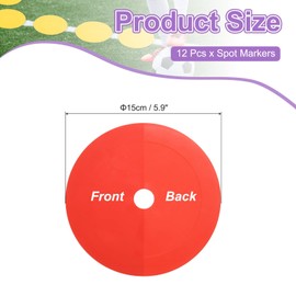 PATIKIL Spot Markers 6 Inch, 12 Pcs Non-Slip Floor Dots Agility Markers Flat Field Cones Poly Dot with Hole for Gym PE Speed Training Dance Soccer Basketball Sports, Red