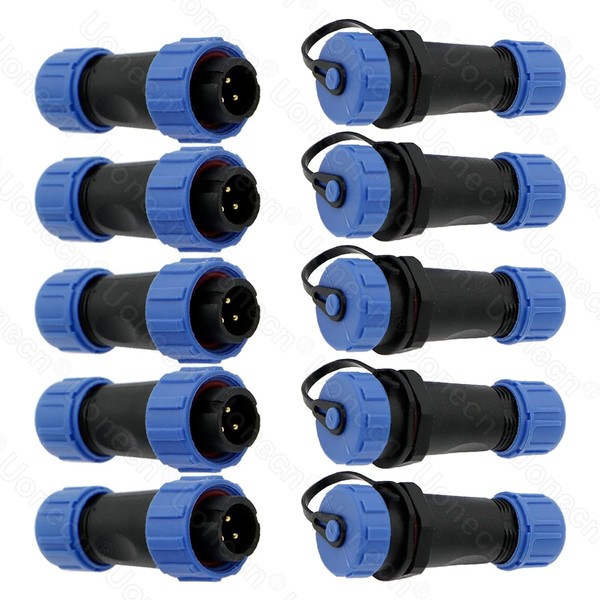 Uonecn SP13 IP68 Waterproof 3-Pin Power Connector 5 Sets Circular