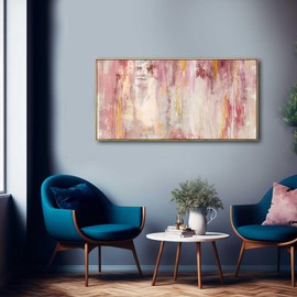 Abstract Pink Wall Art/Framed Artwork Wall Art/Oil Painting Home Decoration/Modern Art for Bedroom Living Room Home Office 20x40 Inches