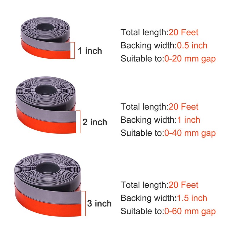 TORRAMI Wide Silicone Weather Stripping 3 inch Width 20 Feet