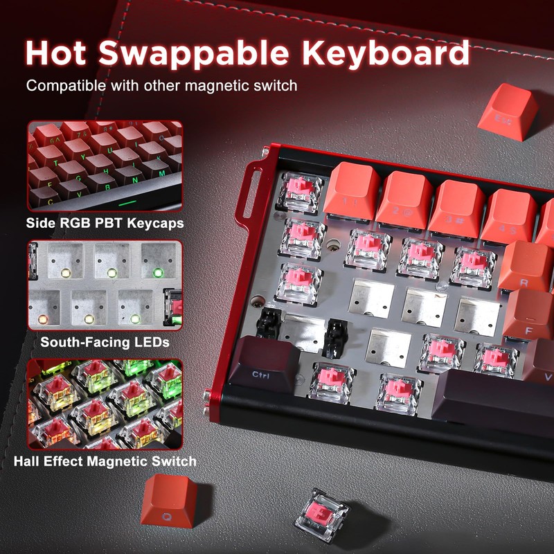 MIKIBY Alux60-60% Mechanical Gaming Keyboard Wired, Magnetic Switch Hot Swappable,