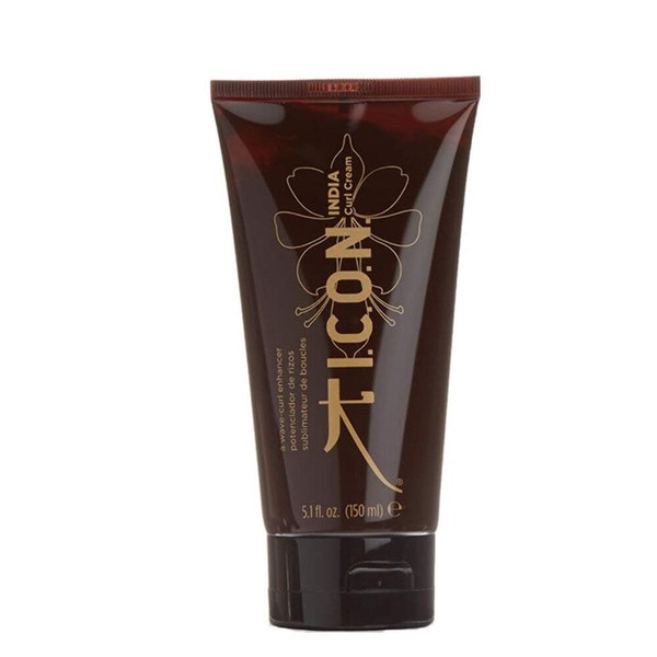 K I.C.O.N. I.C.O.N. India Curl Cream, Wave and Curl Enhancer, Salon-Quality Hair Care, Ivory, Amber, 5.1 Oz Bottle