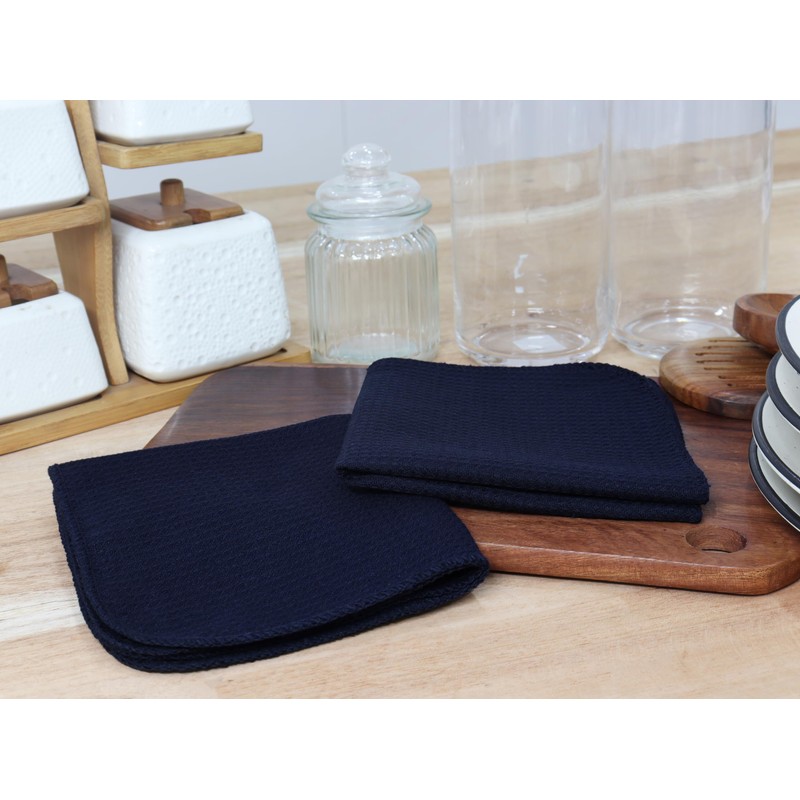 PurpleEssences Waffle Weave Kitchen Solid Dish Cloths 100% Cotton, Ultra