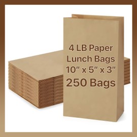 Pokanic Lunch Brown Paper 50 Bags (10 x 5 x 3 inch) Bulk Kraft 4 lb Capacity Eco Friendly Reusable Heavy DutyDisposable for Grocery Snacks Crafts Lunch Sandwich Food (50 Bags, 10 x 5 x 3)