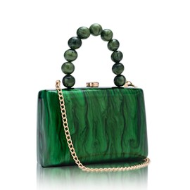 jessie Acrylic Purses Evening Clutch Bag Marbling Handbags for Women Cross Body Bag with Pearl Chain Formal Wedding Prom Party