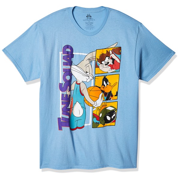 SPACE JAM Camiseta de Manga Corta para Hombre 2: a New Legacy para Hombre, Taz, Daffy, Marvin, Azul Claro, Large
