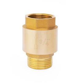ChillWaves Brass In-Line Spring Check Valve DN20 3/4" Male x 3/4" Female Thread, One-Way Non-return Vertical Check Valve for Backflow Prevention(1-PACK)