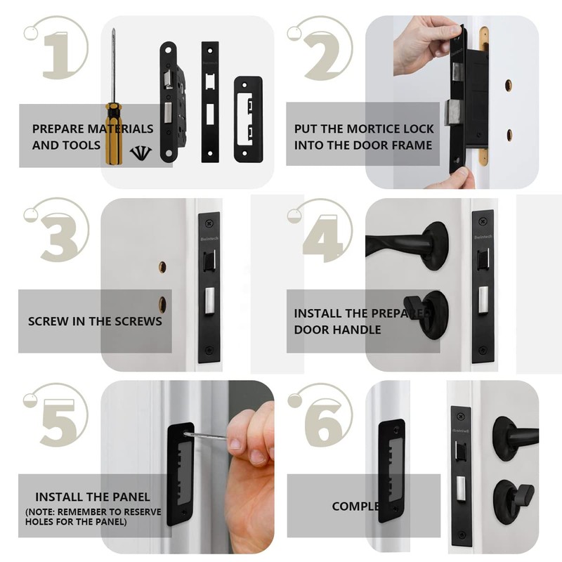 Bwintech 1 PCS Matt Black Bathroom Lock 75mm (3 Inch)