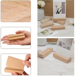 CAASFOOY 20 Pcs Table Number Holders Stands,Wooden Place Card Holders, Wood Sign Holders for Wedding Table Numbers, Menu Holder Place Card Holders for Display Name Card Photo Memo, (8*2.5*1.5 CM)