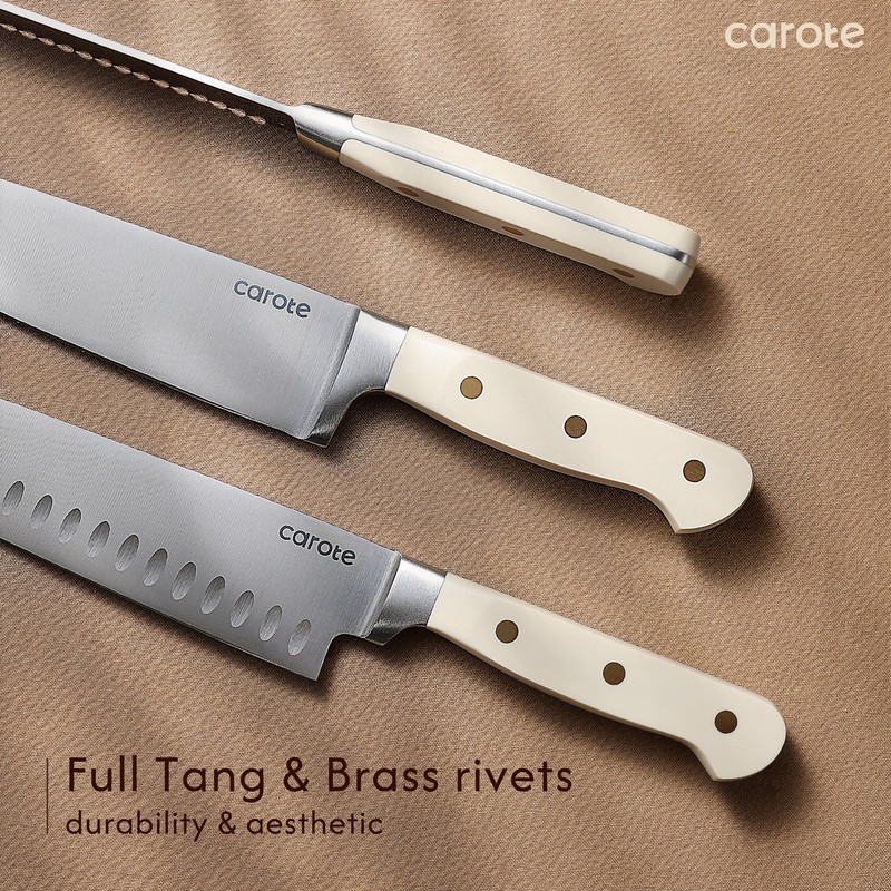 CAROTE 11 Pieces Knife Set with Block for kitchen, Stainless