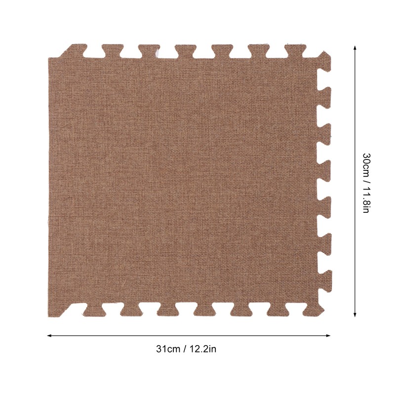 10pcs Cotton Linen Interlocking Carpet Tiles Anti Slip Floor Protection