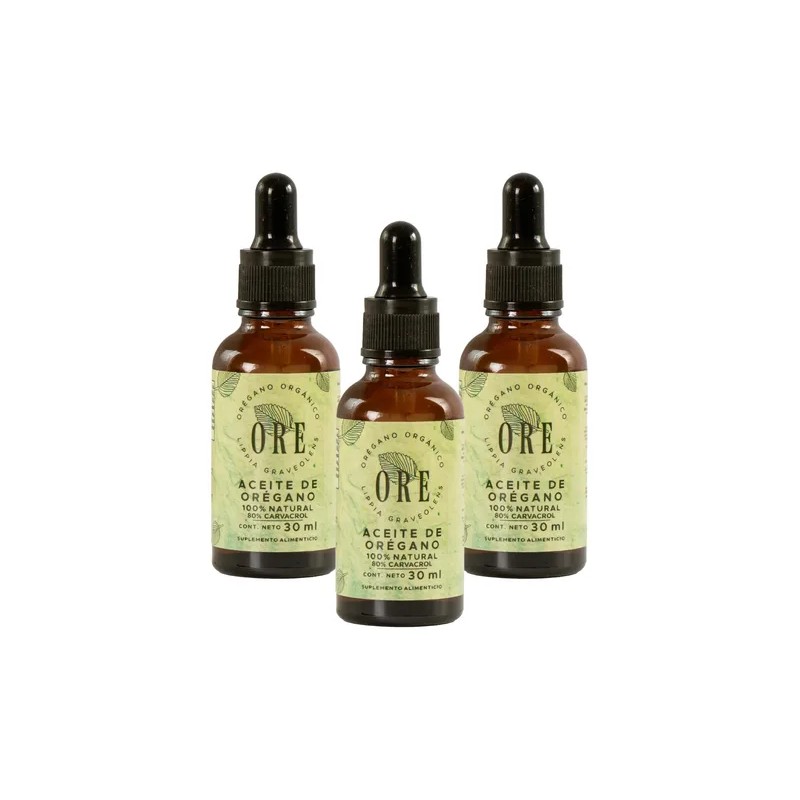 Ore 3 Pack Aceite De Orégano Orgánico Silvestre 80carvacrol