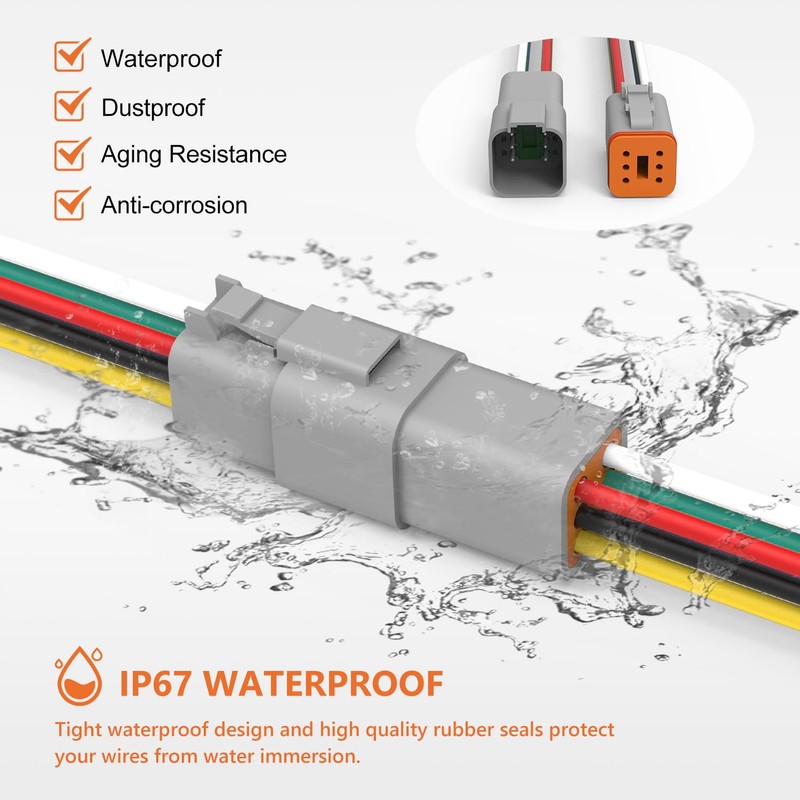 Flytuo Deutsch DT 6 Pin Connector 2 Pack - Waterproof