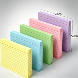 MEIOPUOYEAM 5x7 Colored Note Cards - 50 Pcs Large Heavy Duty 250gsm Lined Flashcards - Jumbo Assorted Index Cards for Recipe Cards, Home Office Filing & Presentation Prompts - Thick Paper