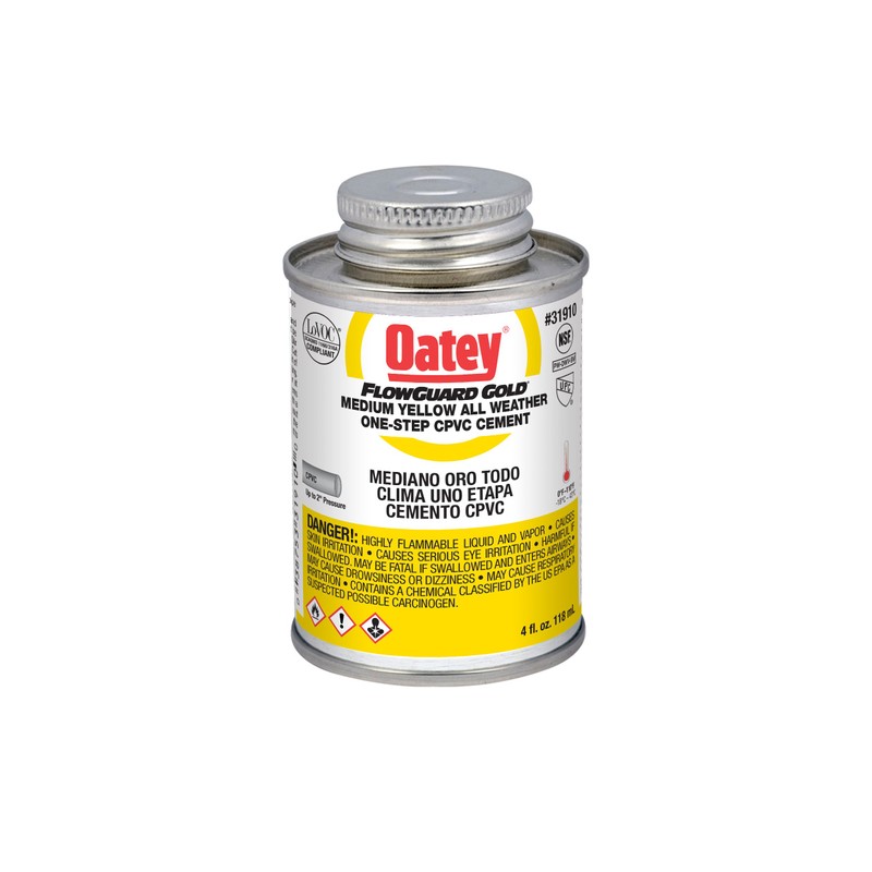 Oatey 31910 1-Step All-Weather Solvent Cement, 4-Ounce, Gold, No Size,
