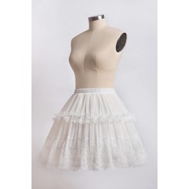 ROSE IN THE BOX Girls Skirt Short Petticoat Cosplay Lace Fishbone Lolita Slip Liner White Elastic Waist Petticoats White