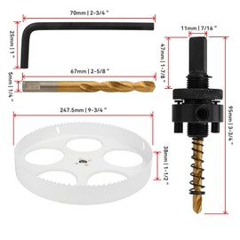 Mollom (247.5mm | 9-3/4") HSS M42 with 8% Cobalt BI-Metal Hole Saw with 2 Pilot Drill Bits & Arbor Smooth Cutting for PVC,Drywall,Wood,Plastic,Gypsum Board,Rubber