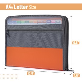 Mr. Pen- Accordion File Organizer, 13 Pockets, Orange, Letter A4 Paper Document Accordion Folder, Expanding File Folder with Sticky Labels, Accordion File Folder Document Organizer