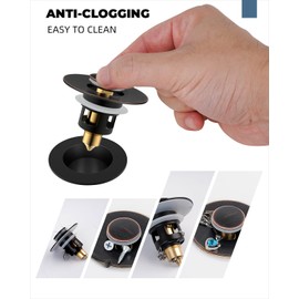 Hibbent 2 Pack All Metal Universal Bathroom Sink Stopper for 1.1''~2.3'' Basin, Pop Up Sink Drain Strainer, Brass Core Push Type Stopper, Stainless Steel Anti Clogging Drain Filter, Oil-Rubbed Bronze