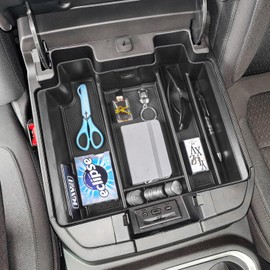 HGWEI Full-Size Center Console Organizer Compatible with Chevy Silverado 1500/GMC Sierra 1500 (2019-2022) and Silverado/Sierra 2500/3500 HD (2020-2023) Armrest Tray Interior Accessories, Black