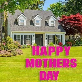 VictoryStore Happy Mother's Day Pink Yard Letters, 15pc Mothers Day Yard Sign, with Stakes