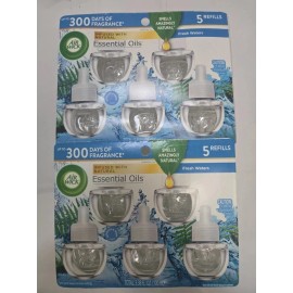 2 NEW Air Wick Plug in Scented Oil 5 Refills Each Fresh Waters