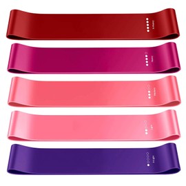 Wayexe Elastic Resistance Bands for Kluteos, Hips, Legs, Arms, Fitness, Set of 5 Elastic Bands Fitness Bands, Natural Latex, for Women and Men (Pink)