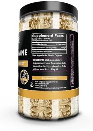 PURE ORIGINAL INGREDIENTS Melena De León (730 Cápsulas) Sin Rellenos De Magnesio O Arroz, Siempre Pura, Verificado En Laboratorio